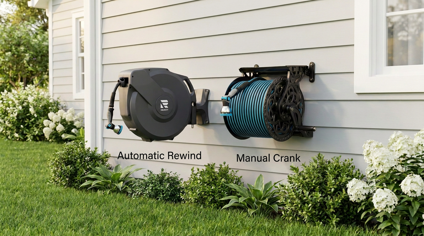 Automatic vs. Manual Wall-Mount Hose Reels: RW-22 vs. RW-20