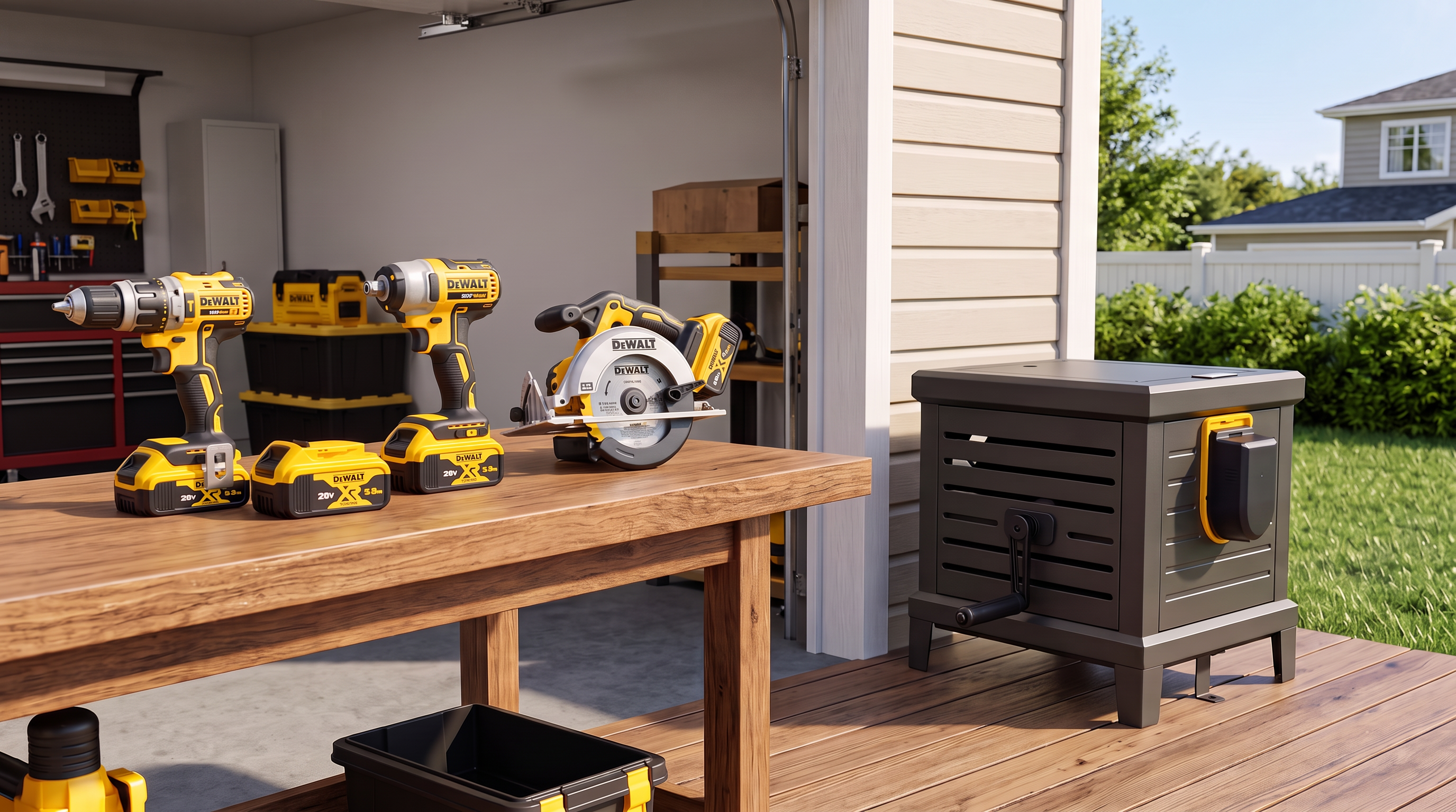 RELHOST RW-24-E metal hose reel cabinet powered by DEWALT 20V battery platform