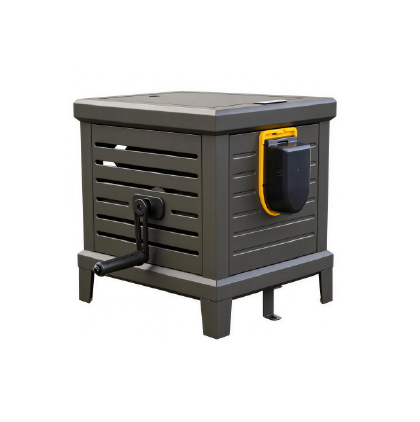 Relhost Tools Electric Hose Reel Box, Heavy Duty Metal Deck Box Holds 125 ft x 5/8" Hose, Never-Leak System, Automatic Recycling, Compatible with Dewalt 20V MAX Batteries (Not Included)