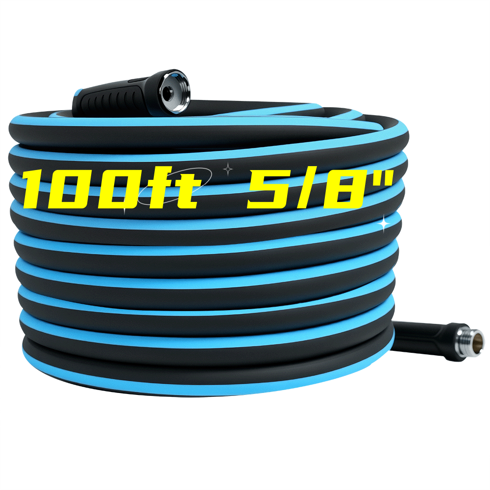 RELHOST TOOLS Garden Hose 100/75/50 ft x 5/8" Flexible Heavy Duty Water Hose with 360° Swivel Handle, Durable & Leak-Resistant, Lightweight for Versatile Use