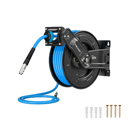 65ft-Dual Arm-RetractableAir Hose Reel-Alloy Steel Reel-3/8in