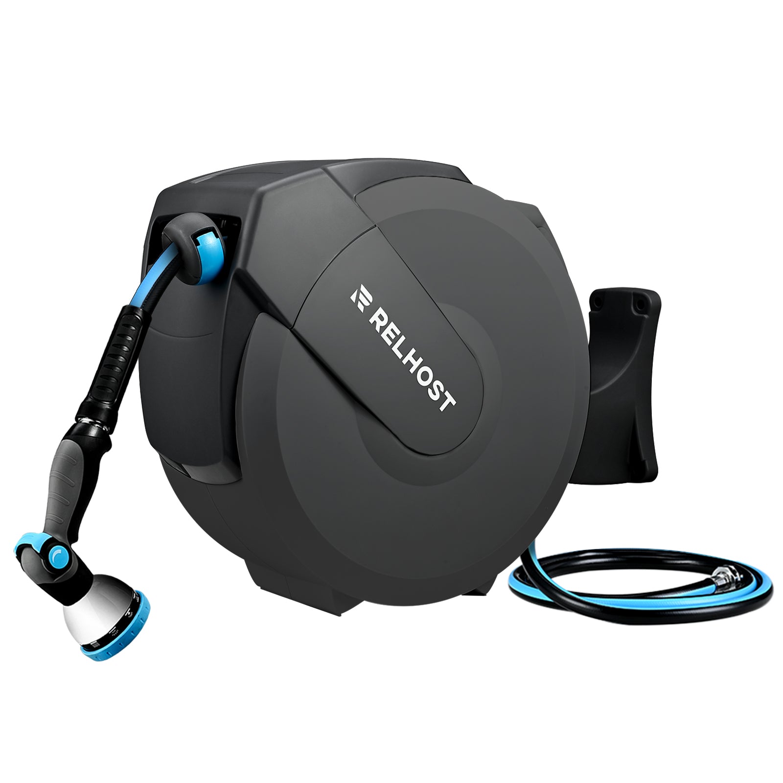 Relhost Retractable Garden Hose Reel, 5/8 in x 65 ft Wall Mounted Hose Reel