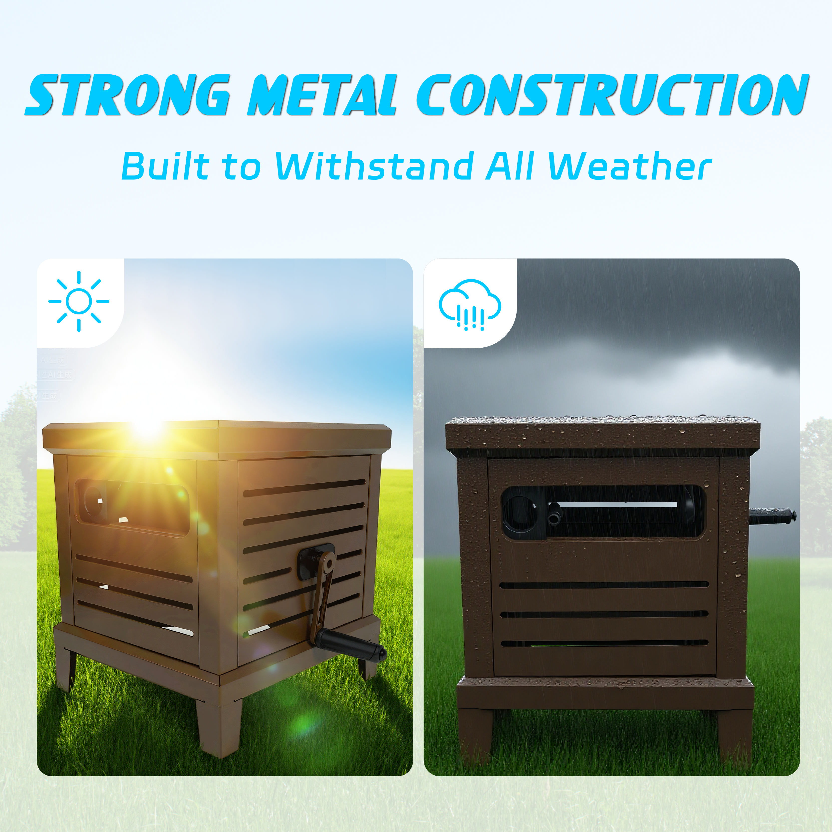 Relhost Tools Garden Heavy Duty Hose Reel Box,Hideaway Holds 100 ft x 5/8" Hose, Never-Leak System, Manual Crank Handle, Hose Guide, Stable Foot Pedal, Ideal for Yards, Patios, and Garden Sheds