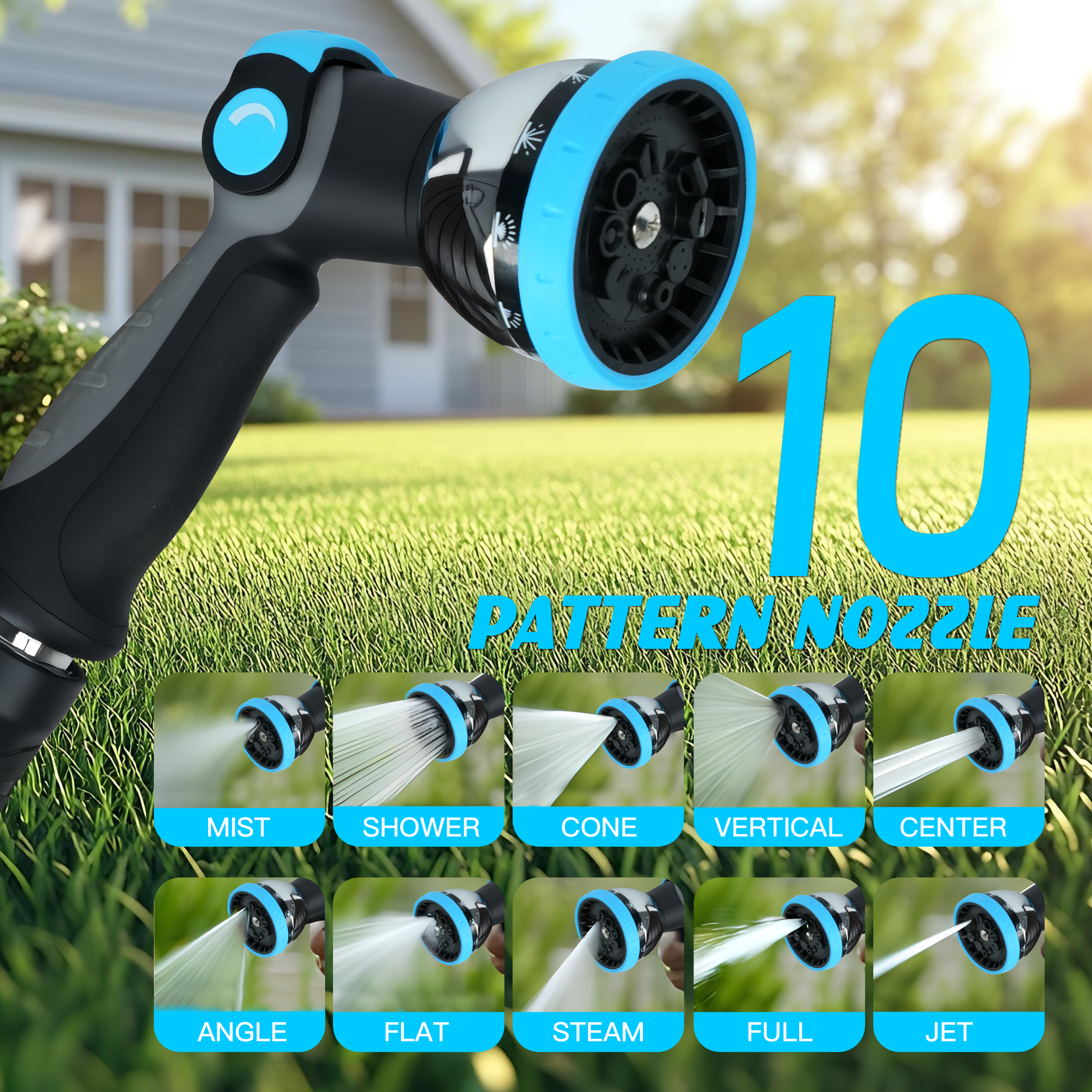 Relhost Tools Upgraded Retractable Hose Reel，100ft x 1/2 inch Garden Water Hose Reel with 10-Pattern Nozzle,  180° Swivel Bracket Wall Mounted,Lock at Any Length, Slow Return System, Automatic Rewind