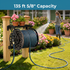 Garden Hose Reel, Hose Holder with Aluminum Frame, Never-Leak System, Easy Assembly, Hose Reel Wall Mount Holds up to 135 ft x 5/8 in Hose, Ideal for Backyards, Gardens