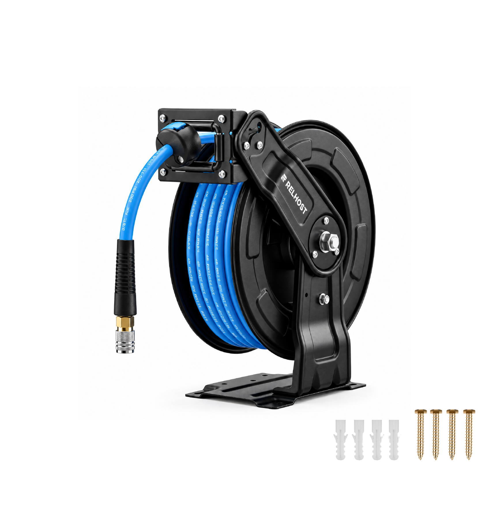 Retractable Air Hose Reel, 3/8" x 50ft, Single Arm