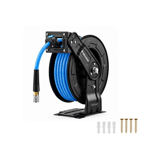 Retractable Air Hose Reel, 3/8" x 50ft, Single Arm