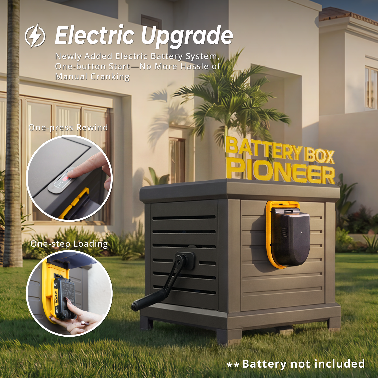 Electric Hose Reel Box Compatible with Dewalt 20V MAX Batteries (Not Included)