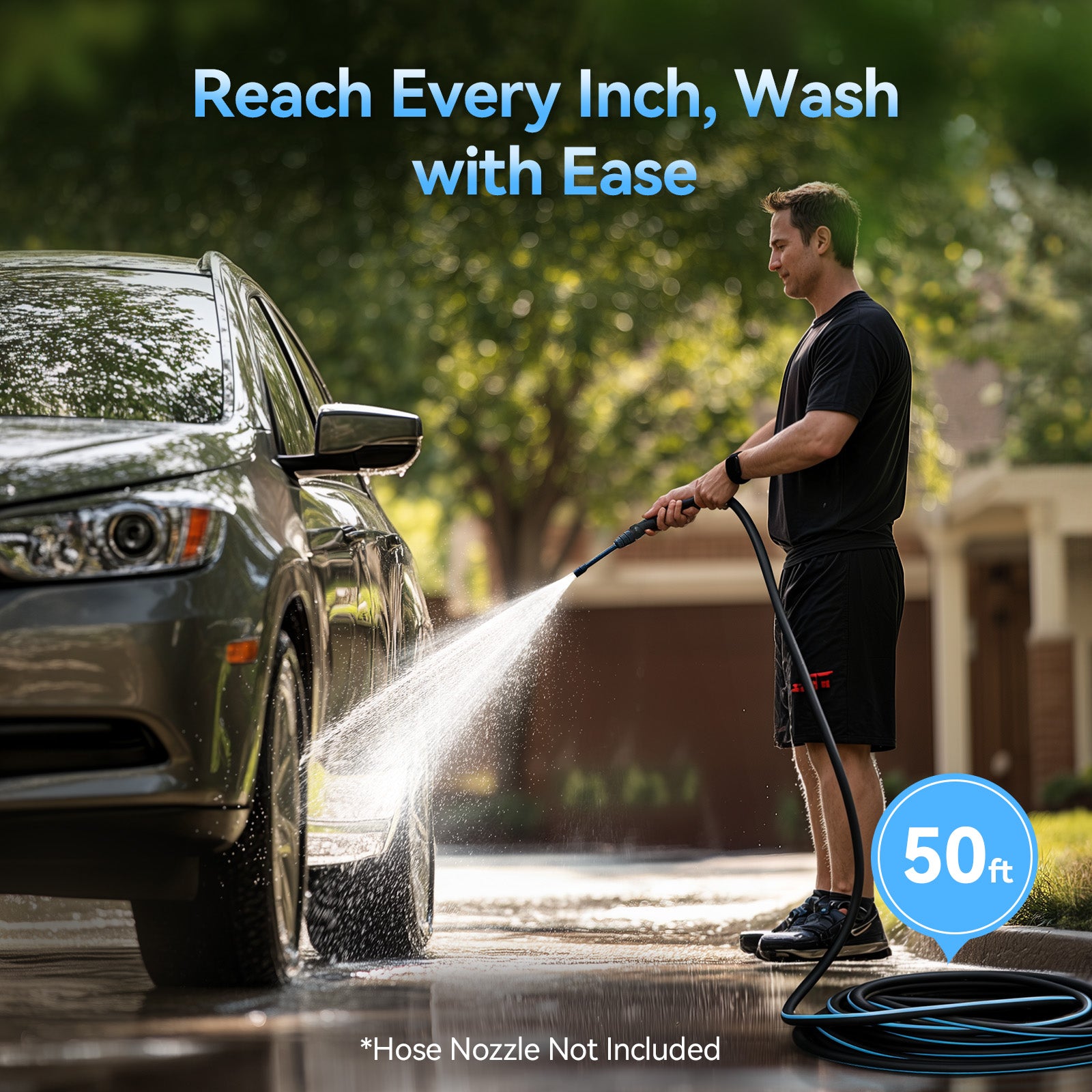 RELHOST TOOLS Garden Hose 100/75/50 ft x 5/8" Flexible Heavy Duty Water Hose with 360° Swivel Handle, Durable & Leak-Resistant, Lightweight for Versatile Use