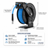 Retractable Air Hose Reel, 3/8" x 50ft, Single Arm