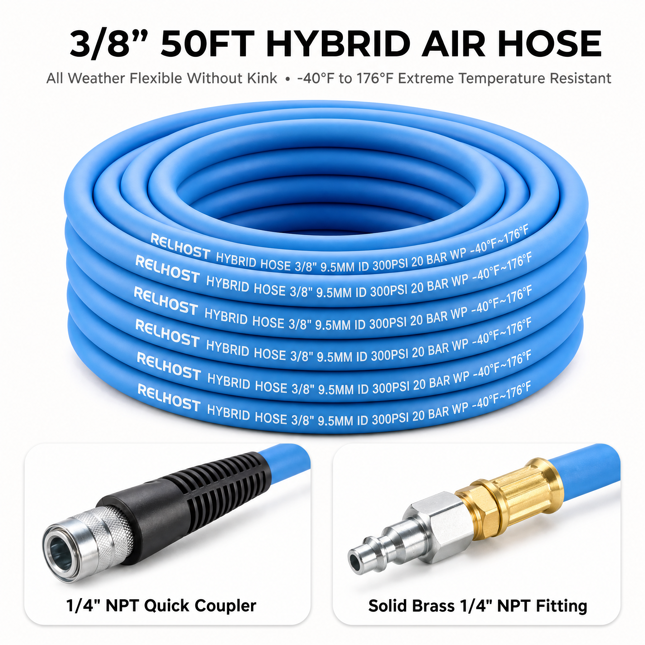 Retractable Air Hose Reel, 3/8" x 50ft, Single Arm